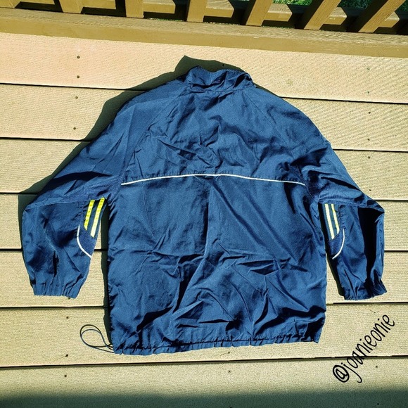 Windbreaker Lightweight Jacket Navy Yellow Stripes Twee Mens Sz M - Picture 3 of 9